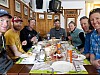 Joe Pasteris, Chris Barchet, Martin Volken, Puck Wheaton, Julia Richman, Mike Hattrup, and Lulu Gephart enjoying one last delicious Italian lunch at the Rifugio Forni to end a spectacular week of touring.
